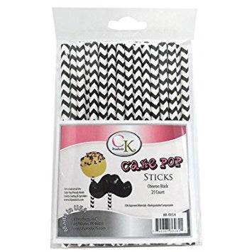 Cake Pop Sticks - Chevron Black