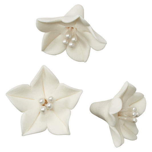 White Agapanthus Gum Paste Flowers on Wire- 2 pack
